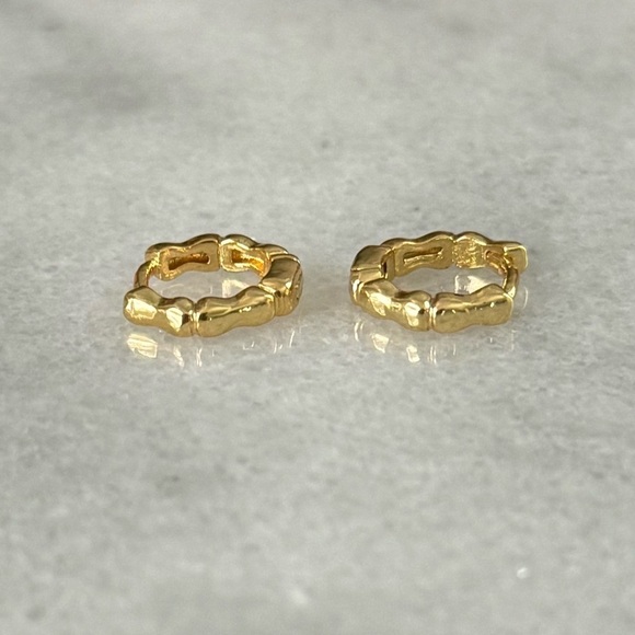 Gold Bamboo Huggie Hoop Earrings
Brand New - Picture 1 of 4
